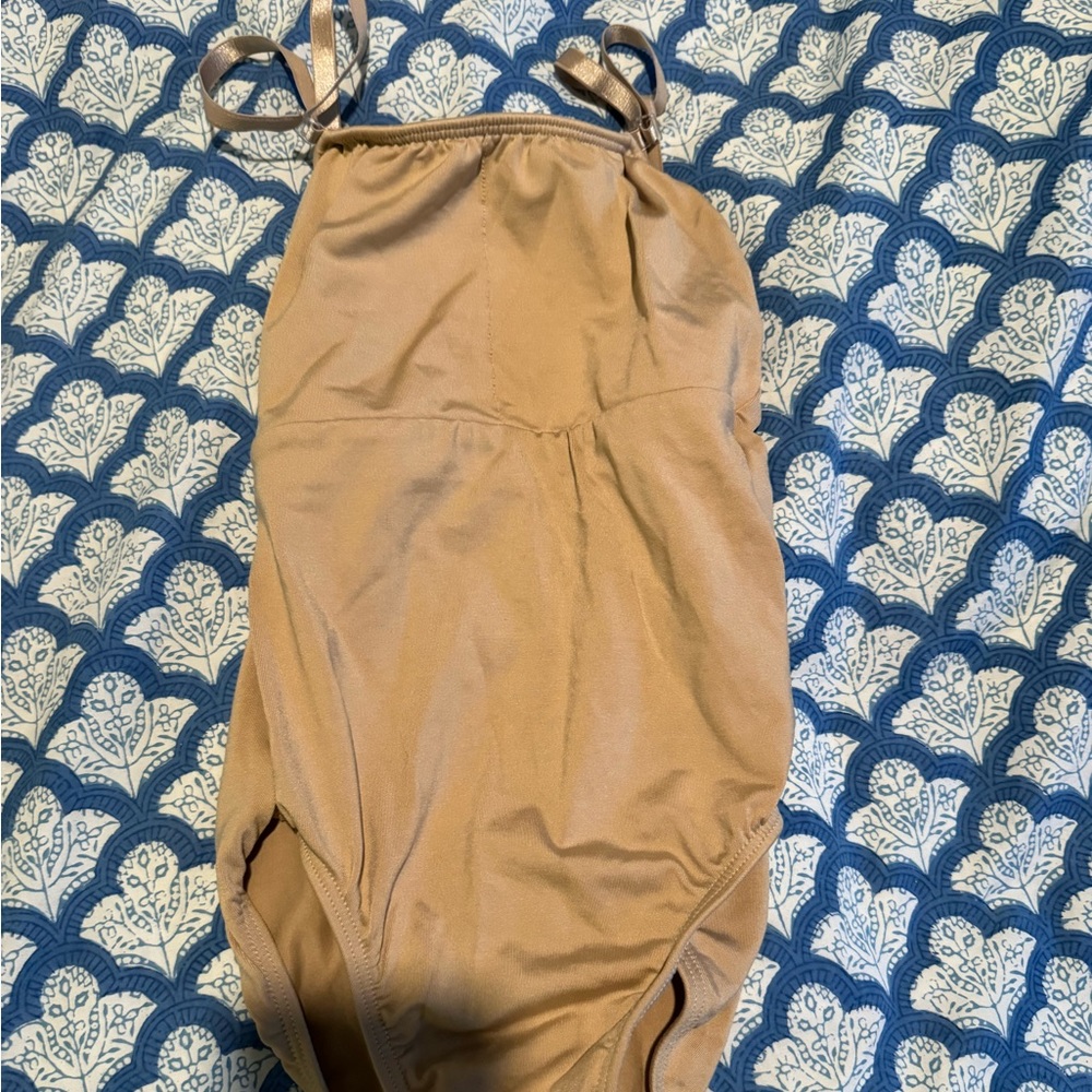 Tan leotard which is worn under dance costumes, Motionwear brand, Medium Adult